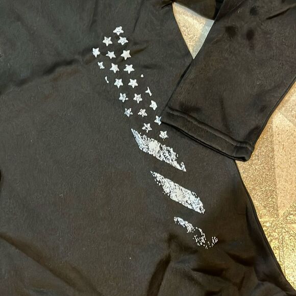 Flag design men’s zip neck black pullover zip up neck open hem size Large - Picture 4 of 11